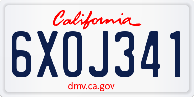 CA license plate 6XOJ341