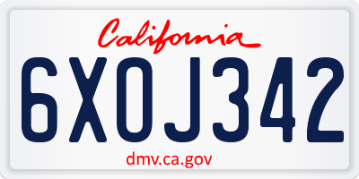 CA license plate 6XOJ342