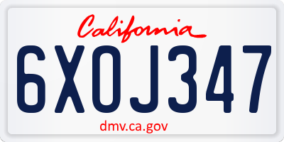 CA license plate 6XOJ347