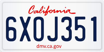 CA license plate 6XOJ351