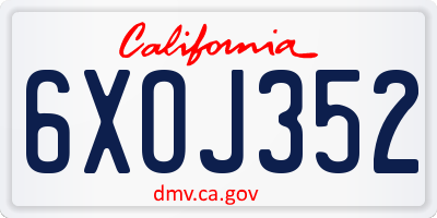 CA license plate 6XOJ352