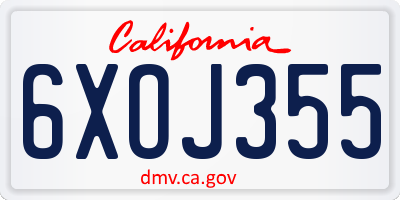 CA license plate 6XOJ355