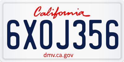 CA license plate 6XOJ356