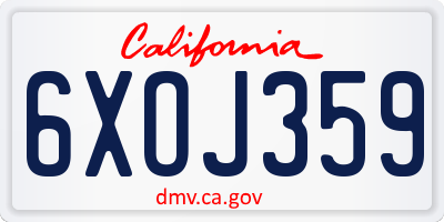 CA license plate 6XOJ359