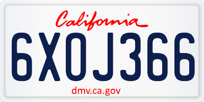 CA license plate 6XOJ366