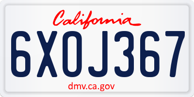 CA license plate 6XOJ367