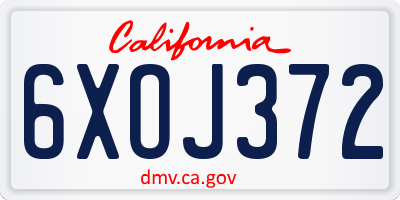 CA license plate 6XOJ372