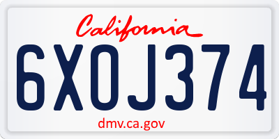 CA license plate 6XOJ374
