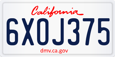 CA license plate 6XOJ375
