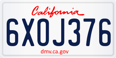 CA license plate 6XOJ376