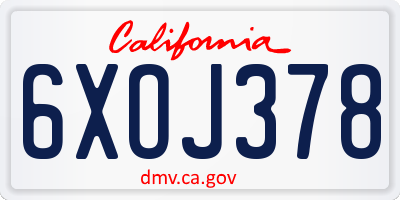 CA license plate 6XOJ378