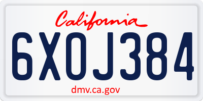 CA license plate 6XOJ384