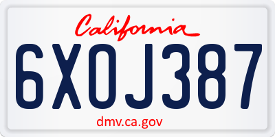 CA license plate 6XOJ387