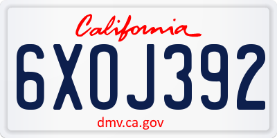 CA license plate 6XOJ392
