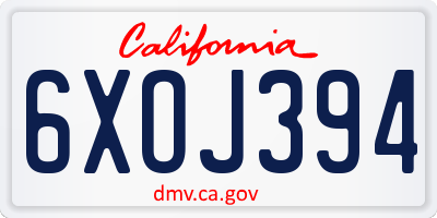 CA license plate 6XOJ394