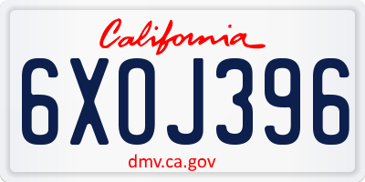 CA license plate 6XOJ396
