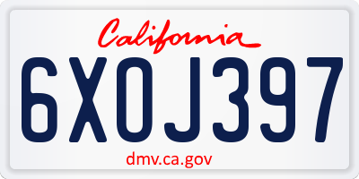 CA license plate 6XOJ397
