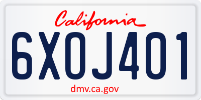 CA license plate 6XOJ401