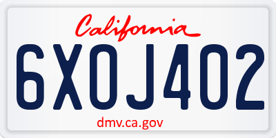 CA license plate 6XOJ402