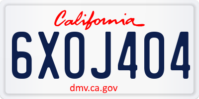 CA license plate 6XOJ404