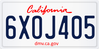 CA license plate 6XOJ405