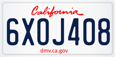 CA license plate 6XOJ408