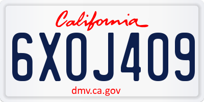 CA license plate 6XOJ409