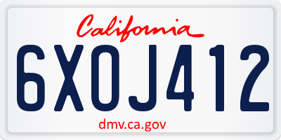 CA license plate 6XOJ412