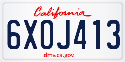 CA license plate 6XOJ413