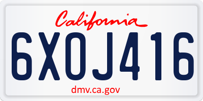CA license plate 6XOJ416