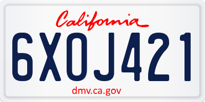 CA license plate 6XOJ421
