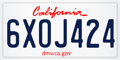 CA license plate 6XOJ424