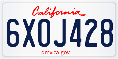 CA license plate 6XOJ428
