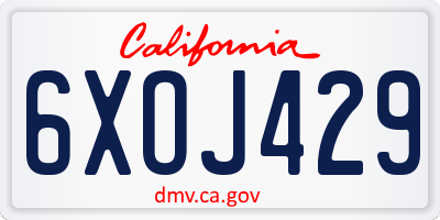CA license plate 6XOJ429
