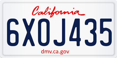 CA license plate 6XOJ435