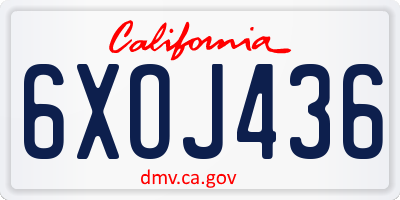 CA license plate 6XOJ436