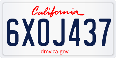 CA license plate 6XOJ437
