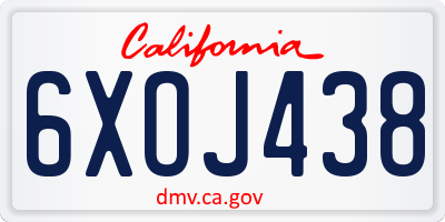 CA license plate 6XOJ438