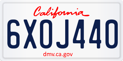 CA license plate 6XOJ440