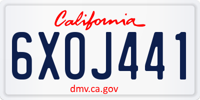 CA license plate 6XOJ441