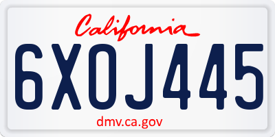 CA license plate 6XOJ445