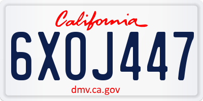 CA license plate 6XOJ447