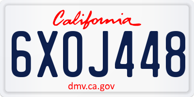 CA license plate 6XOJ448