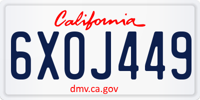 CA license plate 6XOJ449
