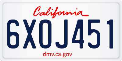 CA license plate 6XOJ451