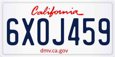 CA license plate 6XOJ459