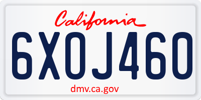 CA license plate 6XOJ460