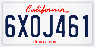 CA license plate 6XOJ461