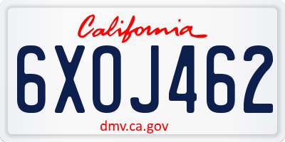 CA license plate 6XOJ462