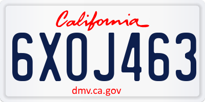 CA license plate 6XOJ463